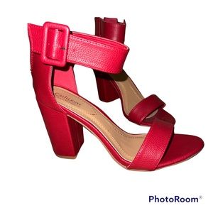 Simple red block heels